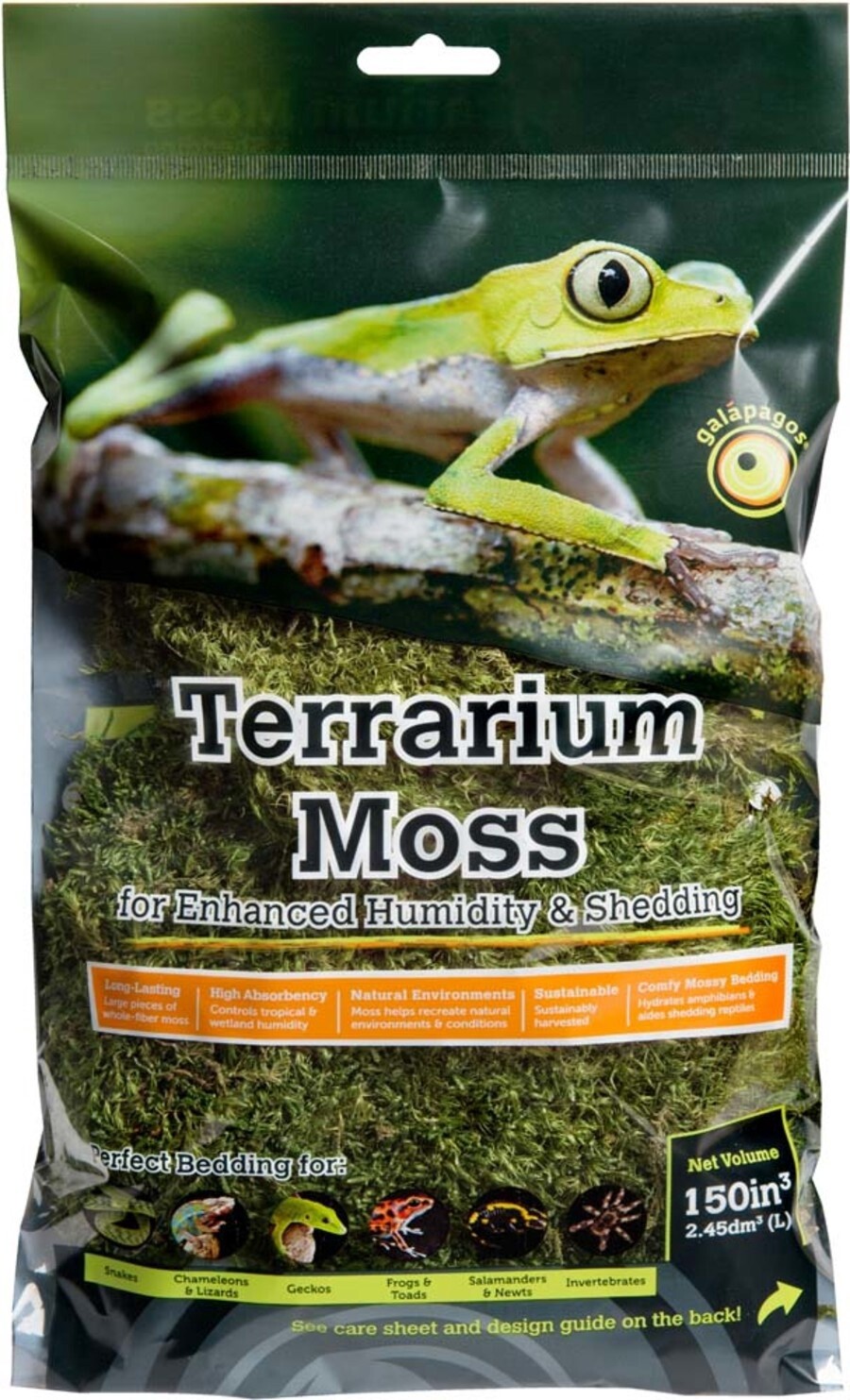 Galapagos Pillow Moss for Tropical &amp; Forest Tanks Fresh Green, 1ea/2.6 qt, Mini
