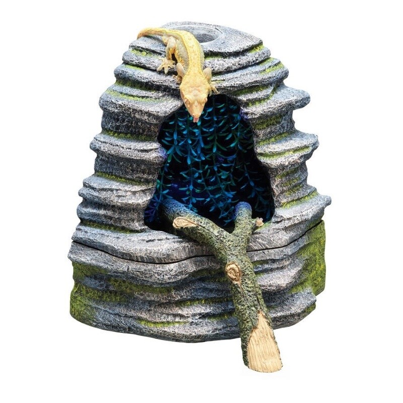 Zilla Spring Cave Décor with Blue LED, Rain Chamber