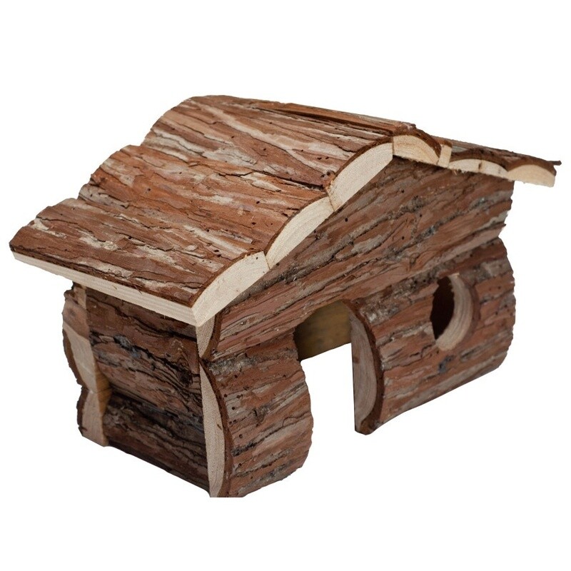 A &amp; E Cages Nibbles Log Cabin Small Animal Hut Brown, 1ea/MD