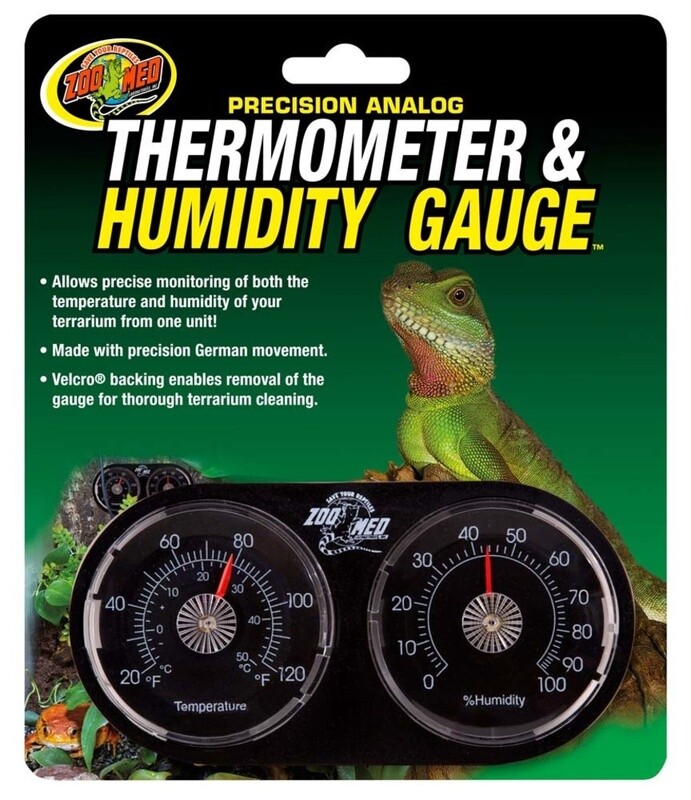 Zoo Med Precision Analog Thermometer &amp; Humidity Gauge Black, 1ea