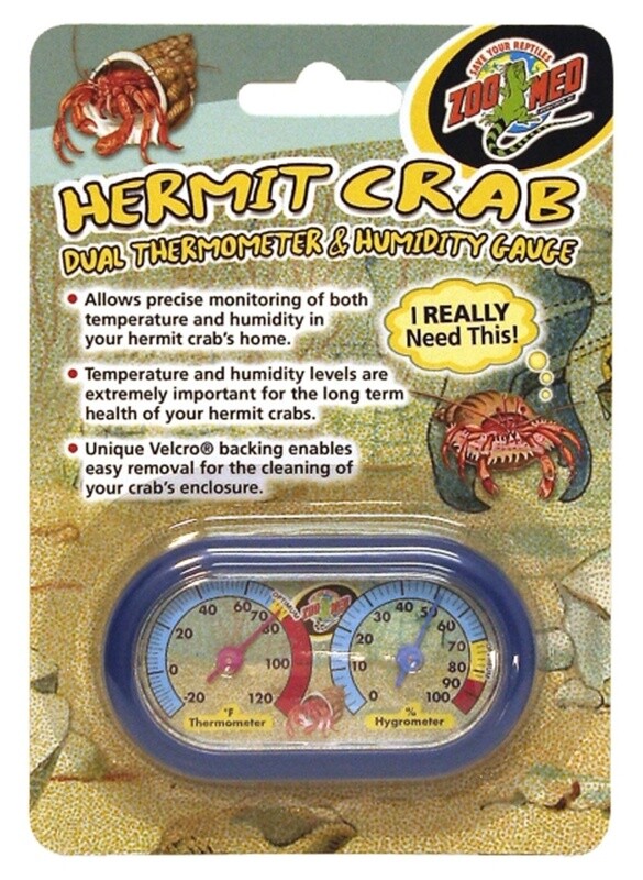 Zoo Med Hermit Crab Dual Thermometer &amp; Humidity Gauge Assorted, 1ea