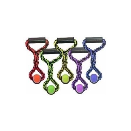 Multipet Dog Toy Nuts For Knots Hand Tug with Tennis Ball Small 14&quot;