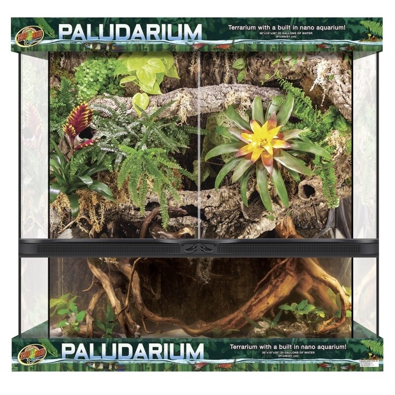 Zoo Med Double Door Paludarium with Built-in Nano Aquarium Black, Clear, 1ea/36 In X 18 in, 20 gal