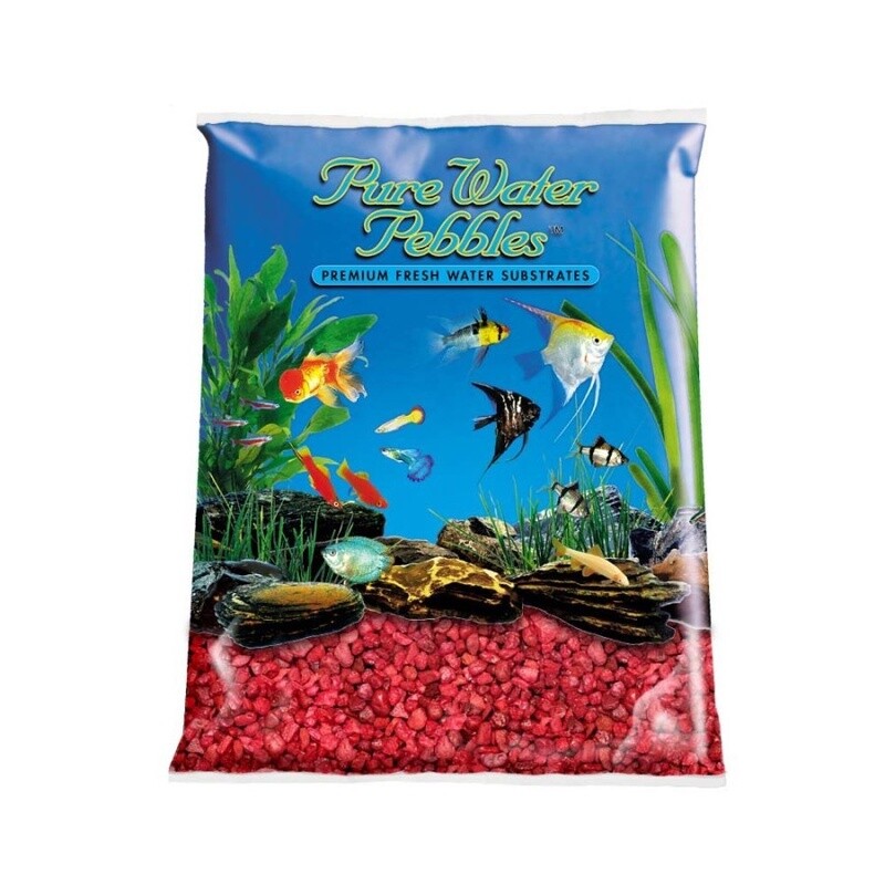 Pure Water Pebbles Premium Fresh Water Coated Aquarium Gravel Currant Red, 2ea/25 lb