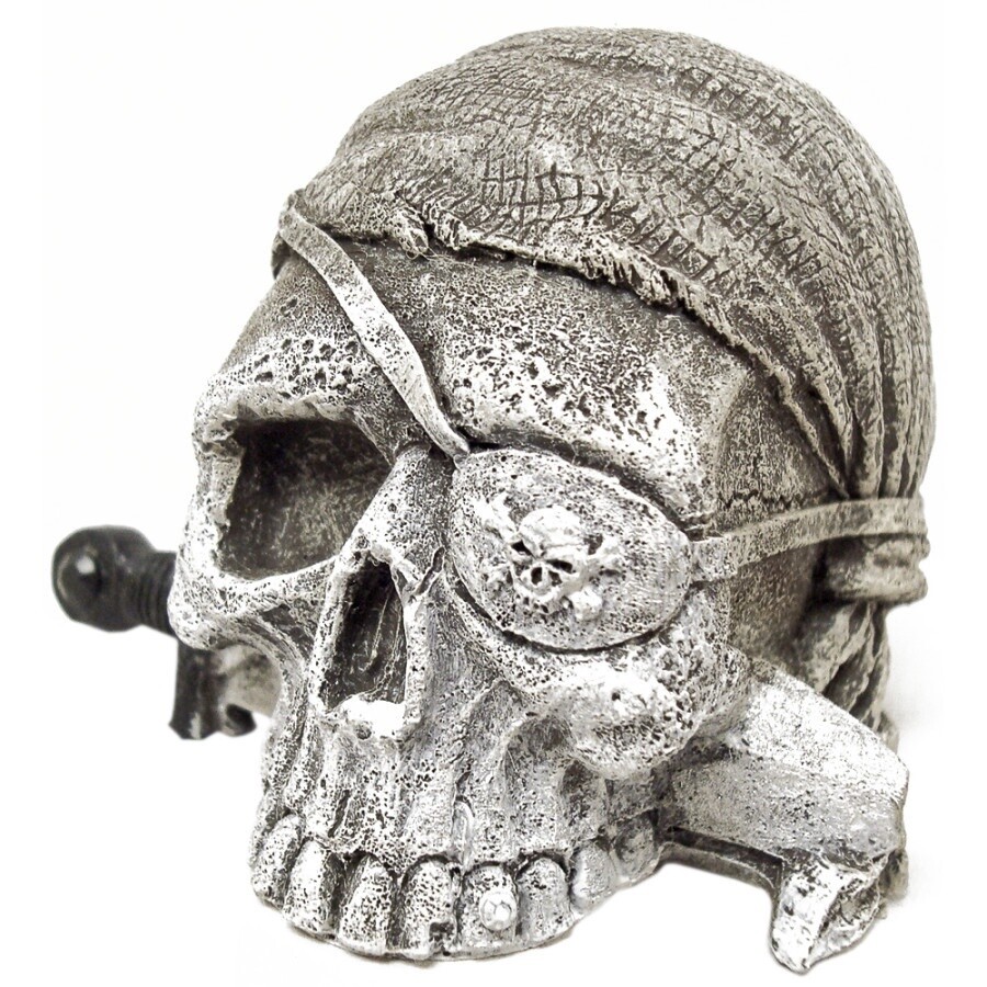 Blue Ribbon Pet Products Exotic Environments Sunken Pirate Skull Aquarium Ornament Grey, 1ea/1.75 in, Mini