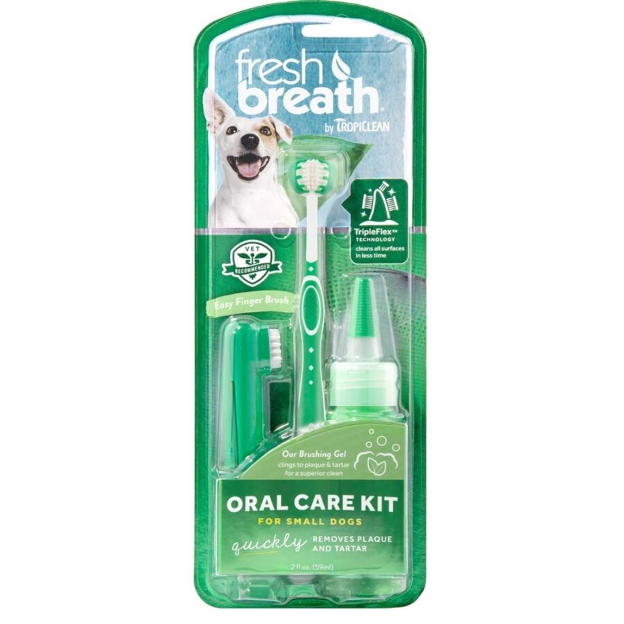 TropiClean Fresh Breath Oral Care Kit for Dogs 1ea/SM