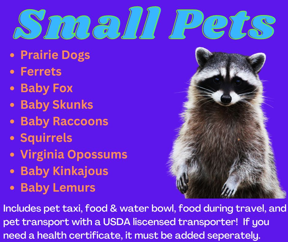 Small Animal Transport, Choose: 1 - 500 Miles