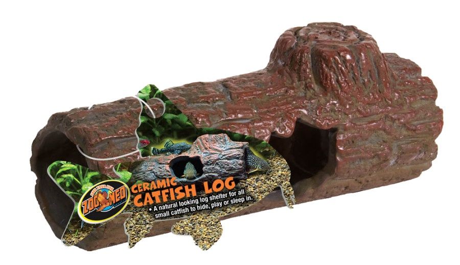Zoo Med Ceramic Catfish Log Aquarium Ornament Brown, 1ea/6.45 in, MD