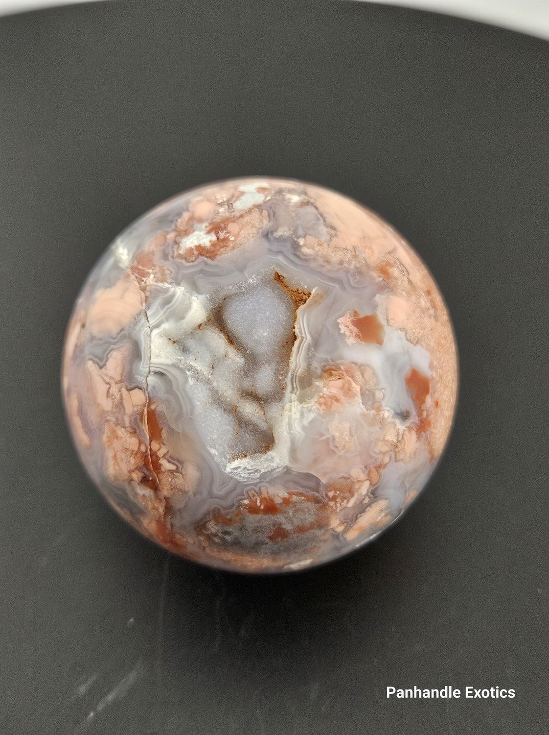 Pink Flower Blue Druzy Agate