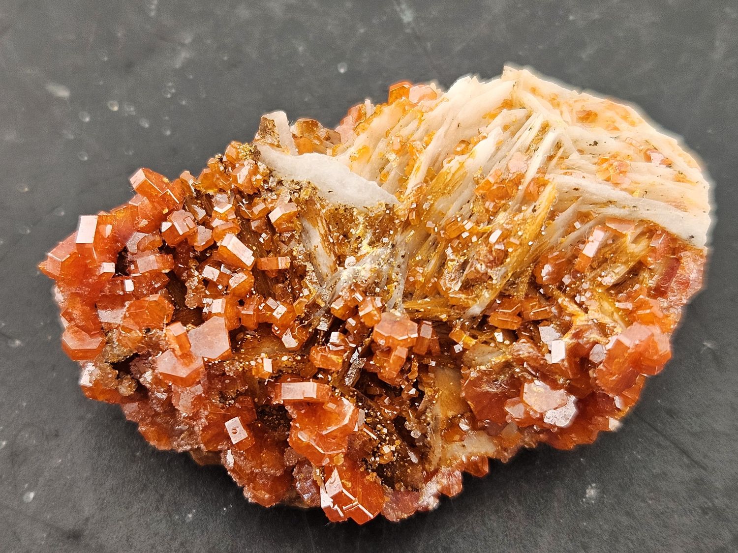 Red Vanadinite on Matrix.  From Morocco
