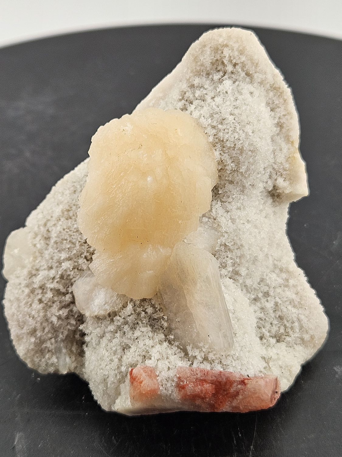 Transparent Apophyllite, Stilbite on Chalcedony.  From India