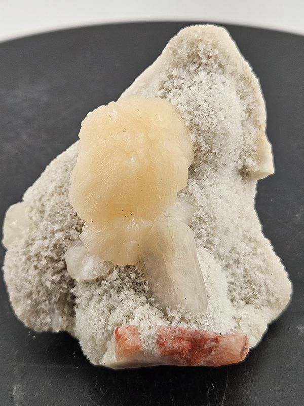 Transparent Apophyllite, Stilbite on Chalcedony.  From India