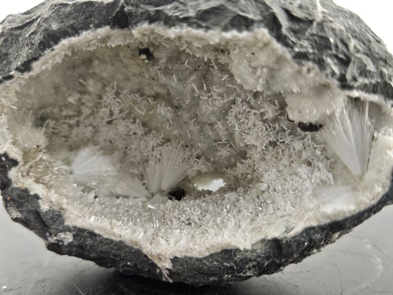 Scolecite, Gyrolite, Calcite &amp; Quartz, geode.  From India