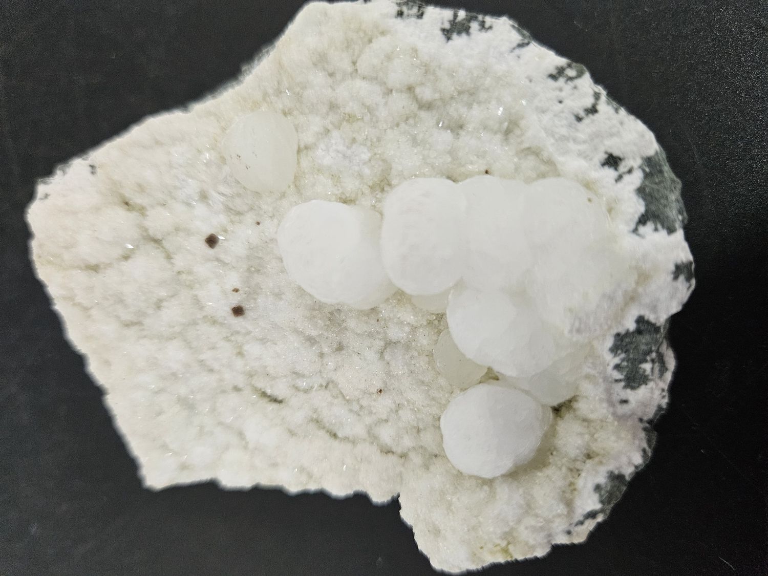 Gyrolite, Calcite w/Quartz. From India