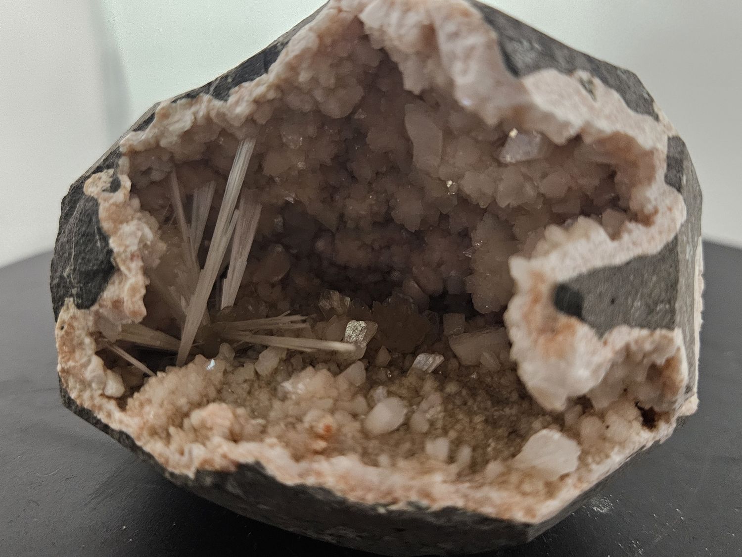 Scolecite, Heulandite, w/Stilbite Geode.  From India