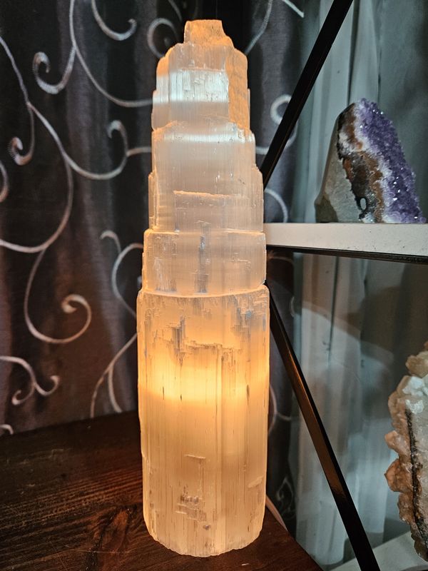 Selenite Tower Lamp, Size LG