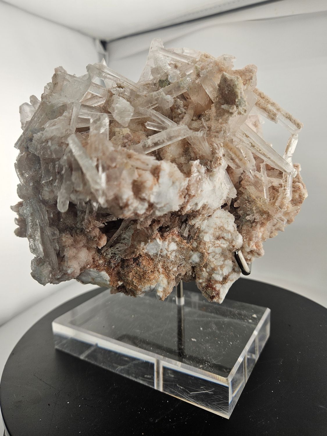 Pink Selenite w/stand.  Museum quality!