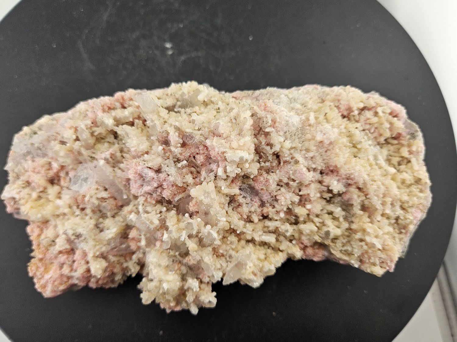 Large Rhodochrosite w/Stilbite &amp; Quartz.  Amazing piece!