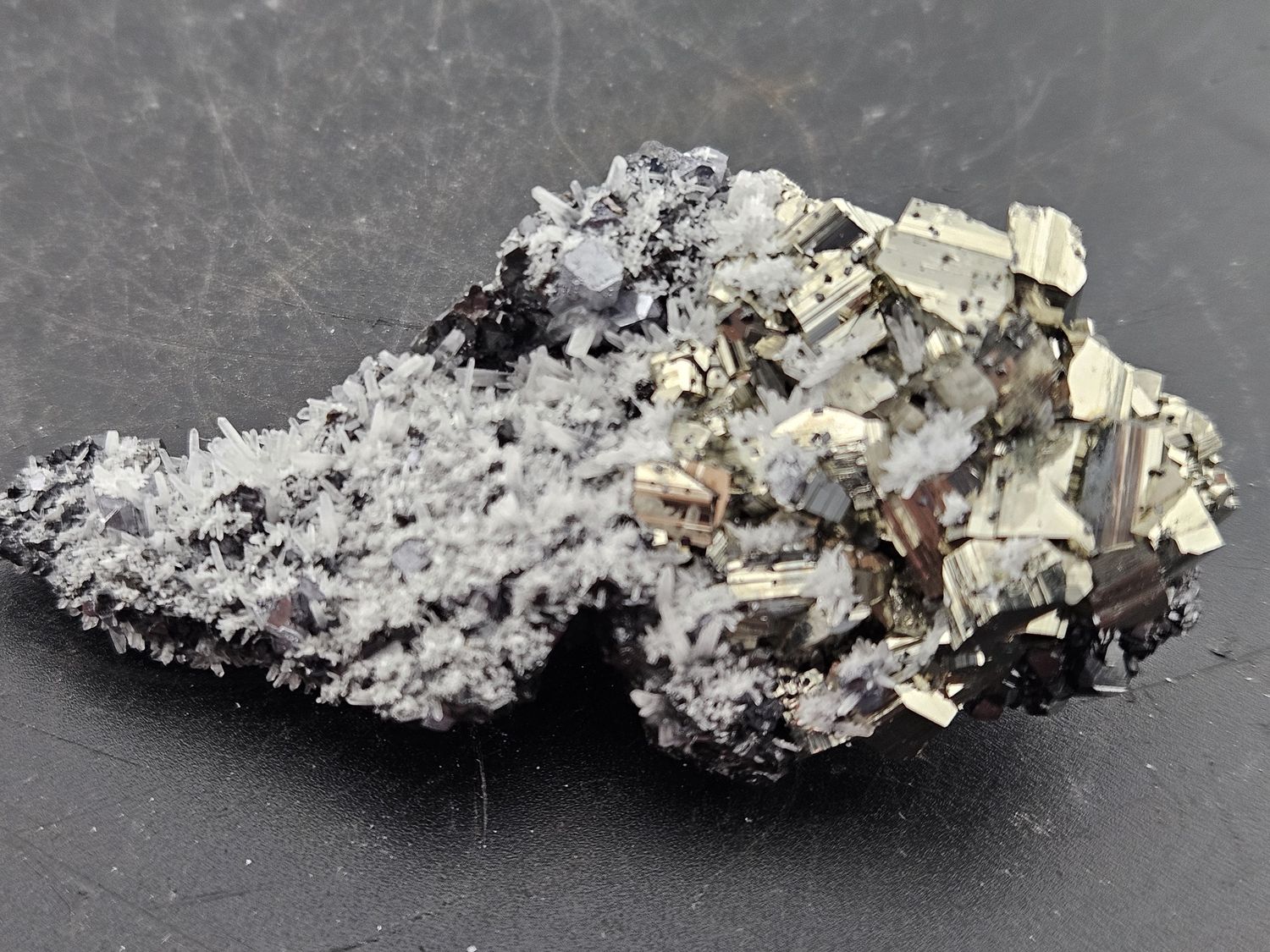 Needle quartz w/Pyrite &amp; Galena