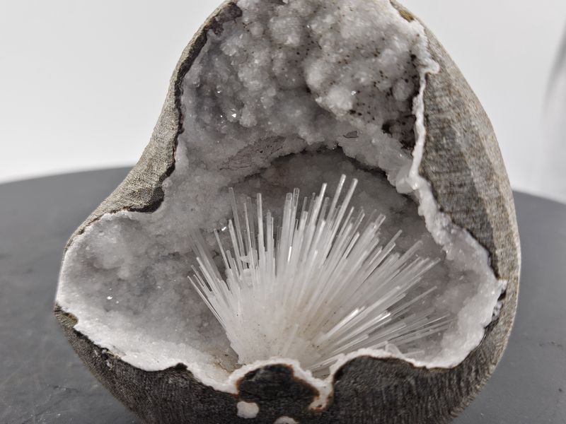 Scolecite Flower w/druzy Quartz geode.  Stunning!