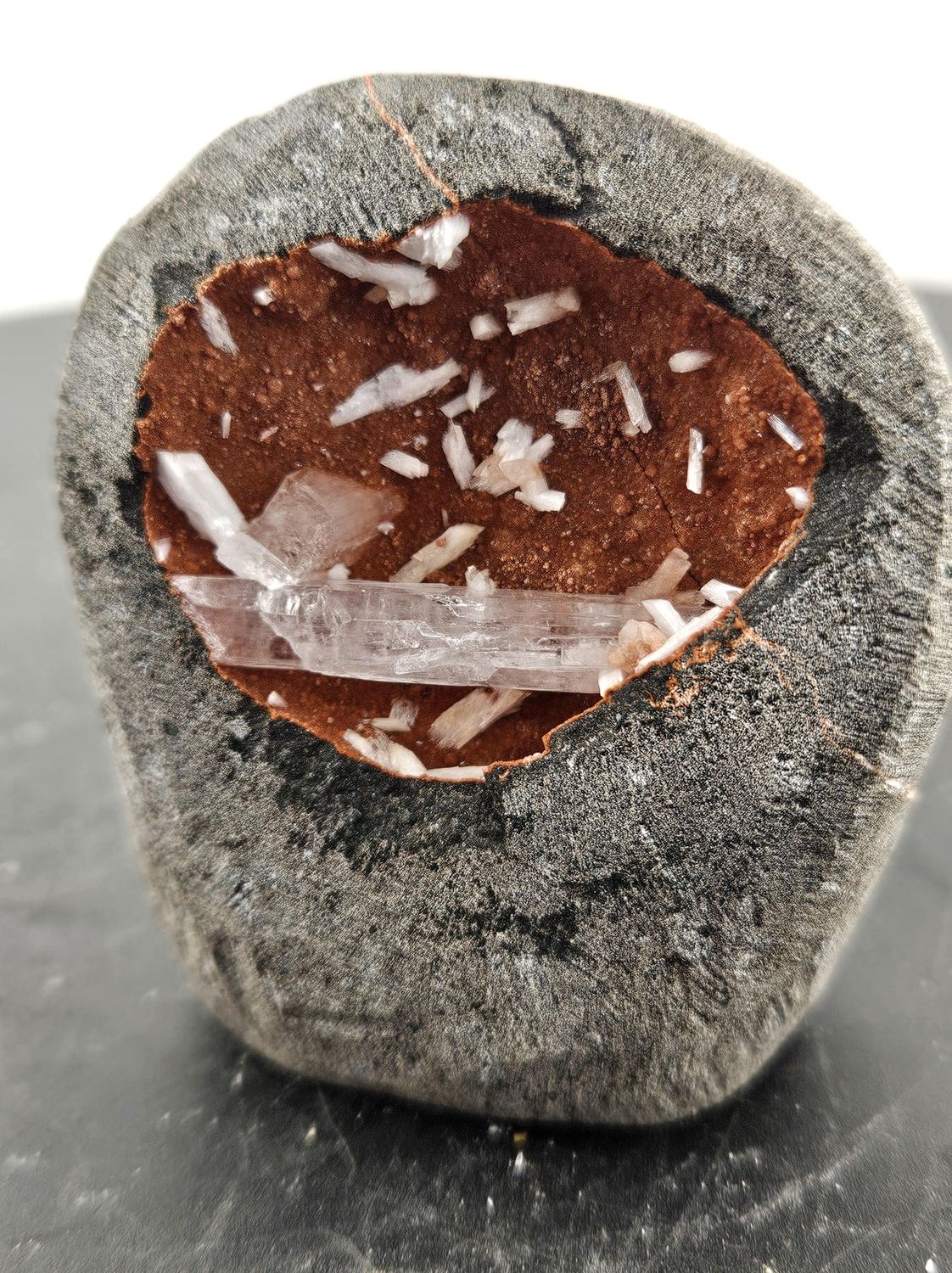 Red Quartz w/Scolecite geode