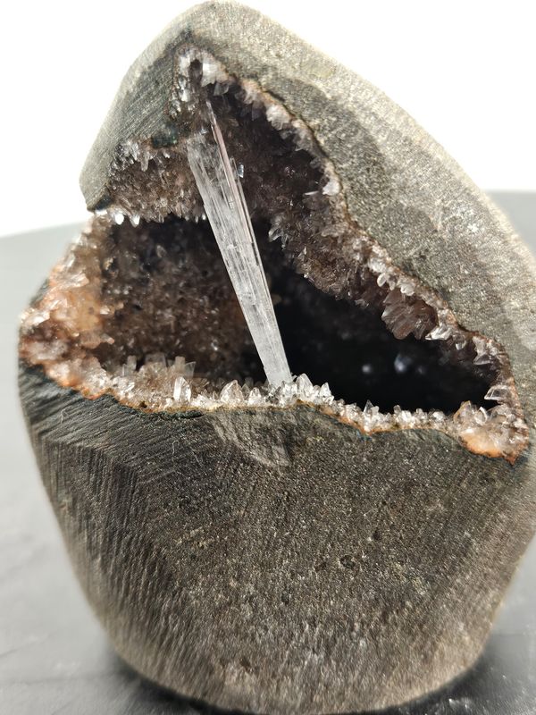 Druzy Red Quartz, w/Scolecite geode