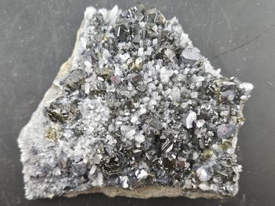 Gem Sphalerite, Cleiophane, w/Galena on Quartz.  Beautiful piece!