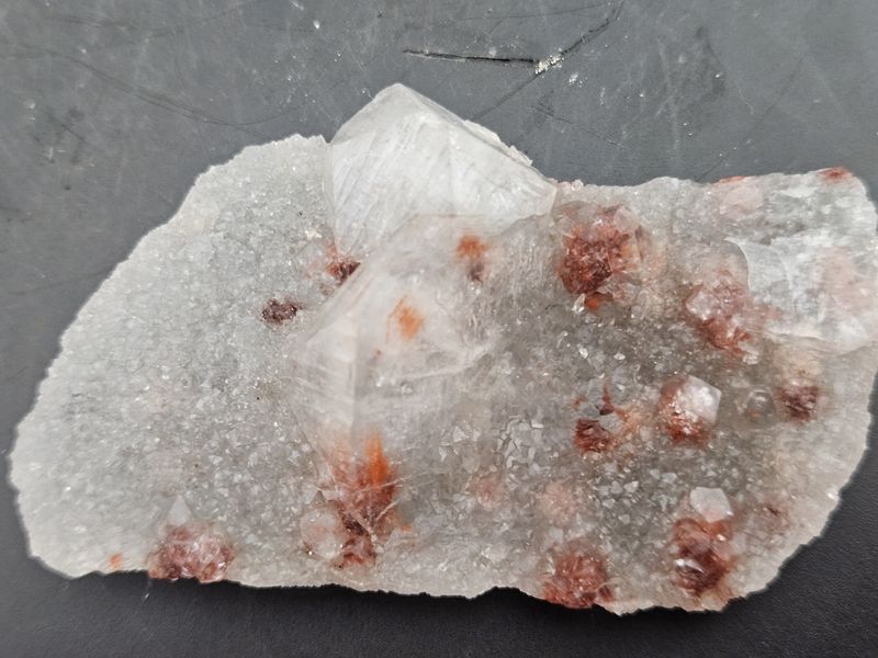 Red Apophyllite &amp; Quartz.  From India