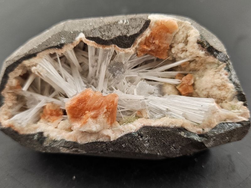Scolecite w/Heulandite geode.  From India