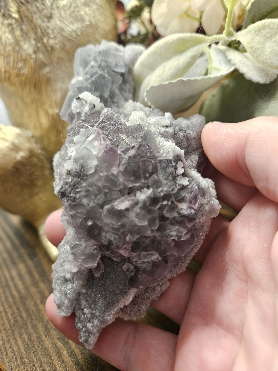 Octahedral Fluorite w/Druzy Sugar Quartz.  Double sided!