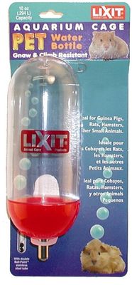 Lixit Aquarium Cage Bottle for Small Animals Clear, Blue, 1ea/10 oz