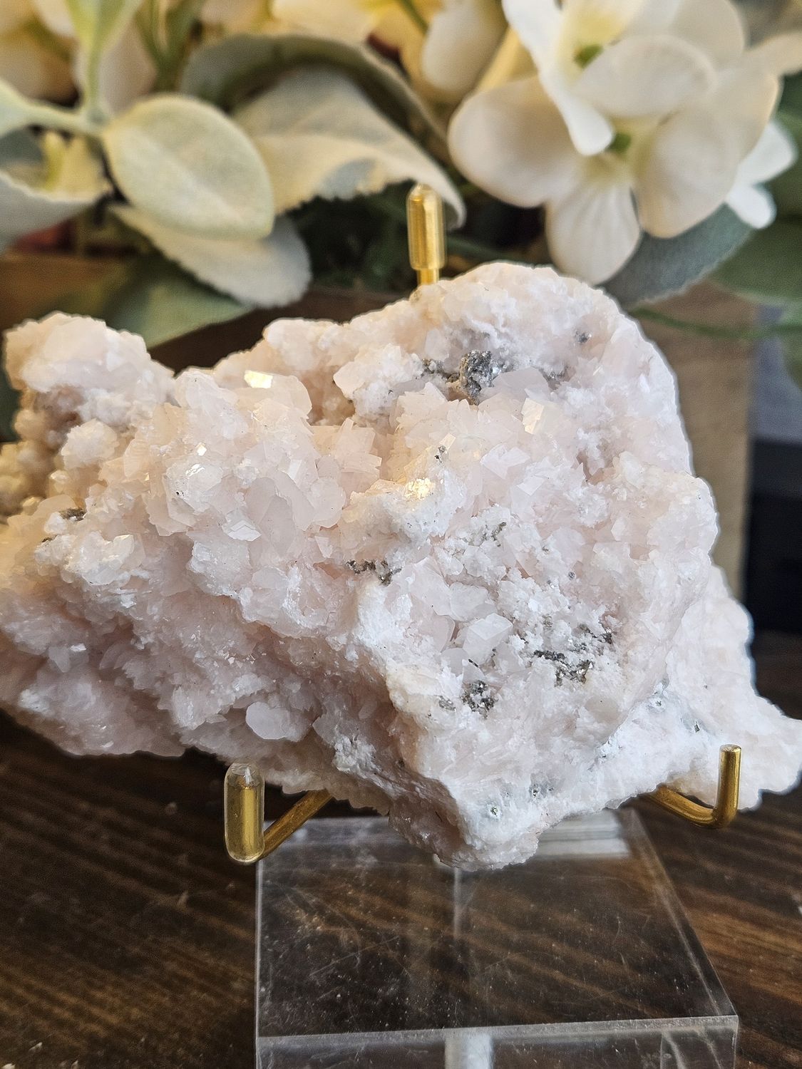 Pink Calcite w/Pyrite
