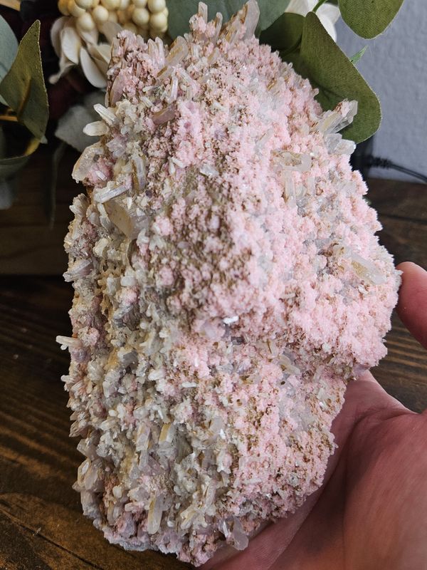 Large Rhodochrosite w/Quartz &amp; Stilbite