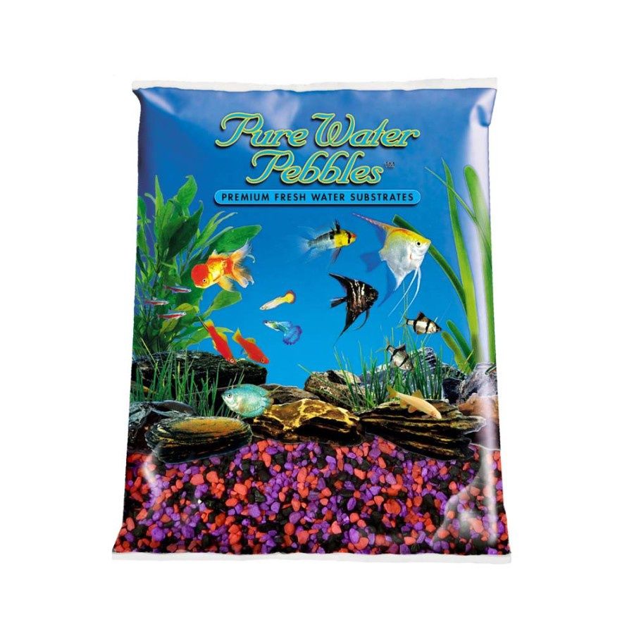 Pure Water Pebbles Premium Fresh Water Coated Aquarium Gravel Neon CherryBerry, 6ea/5 lb