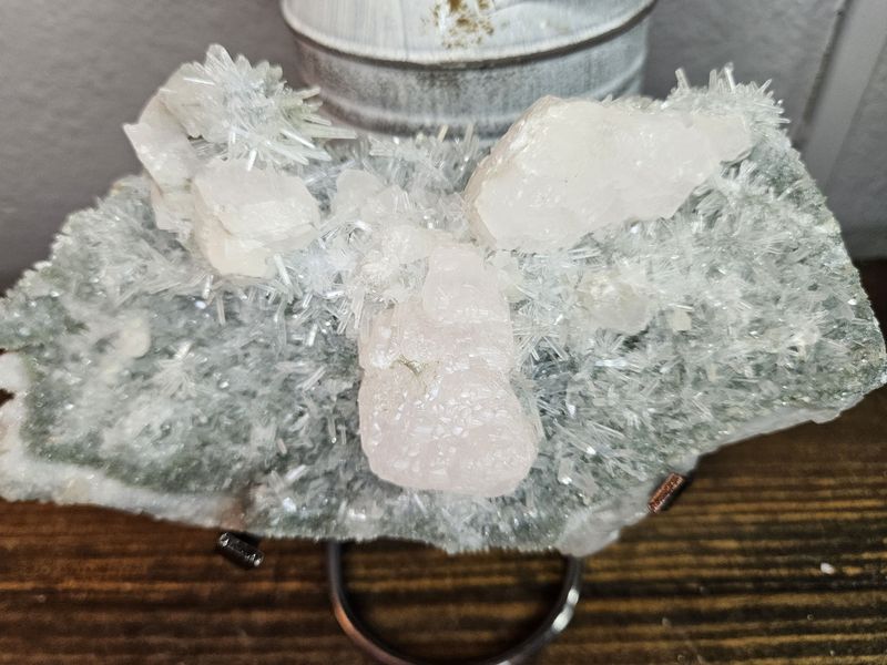Fluorescent Mango Calcite w/Quartz.  Amazing piece!