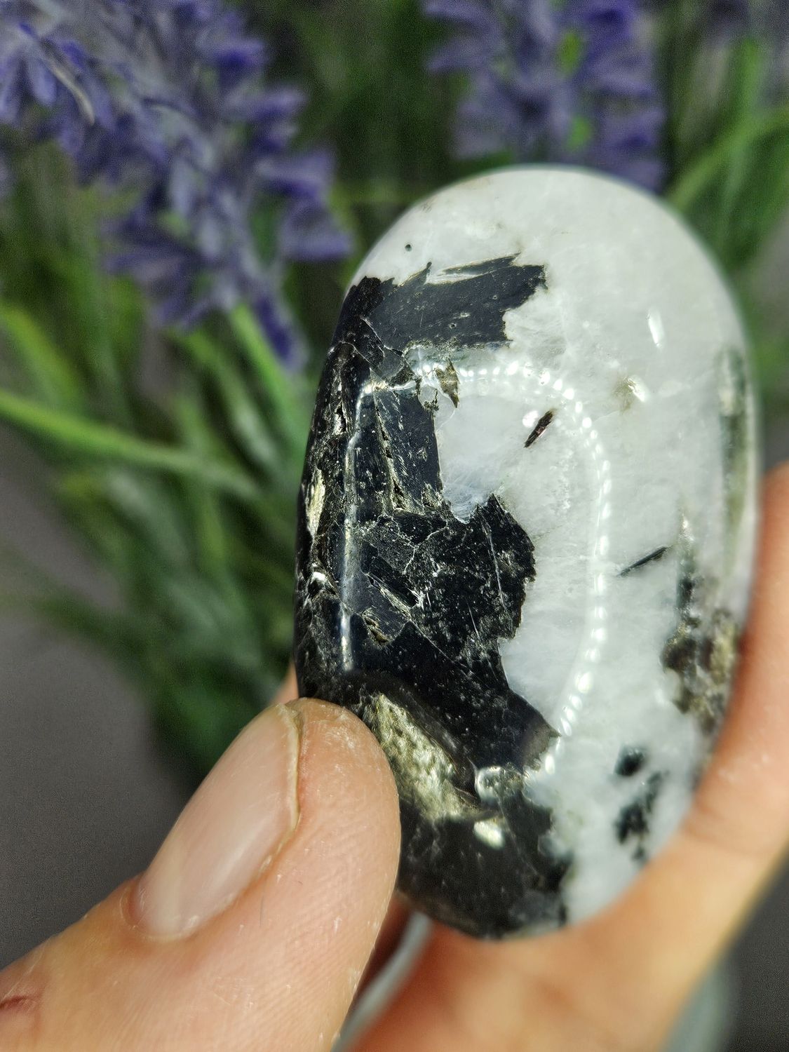 Rainbow Moonstone, palm stone