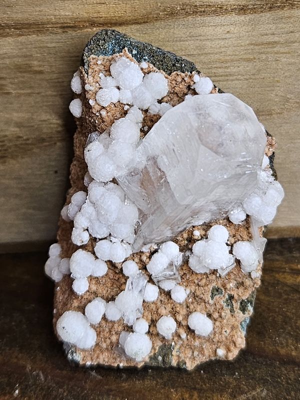 Apophyllite w/Gyrolite.  From India.