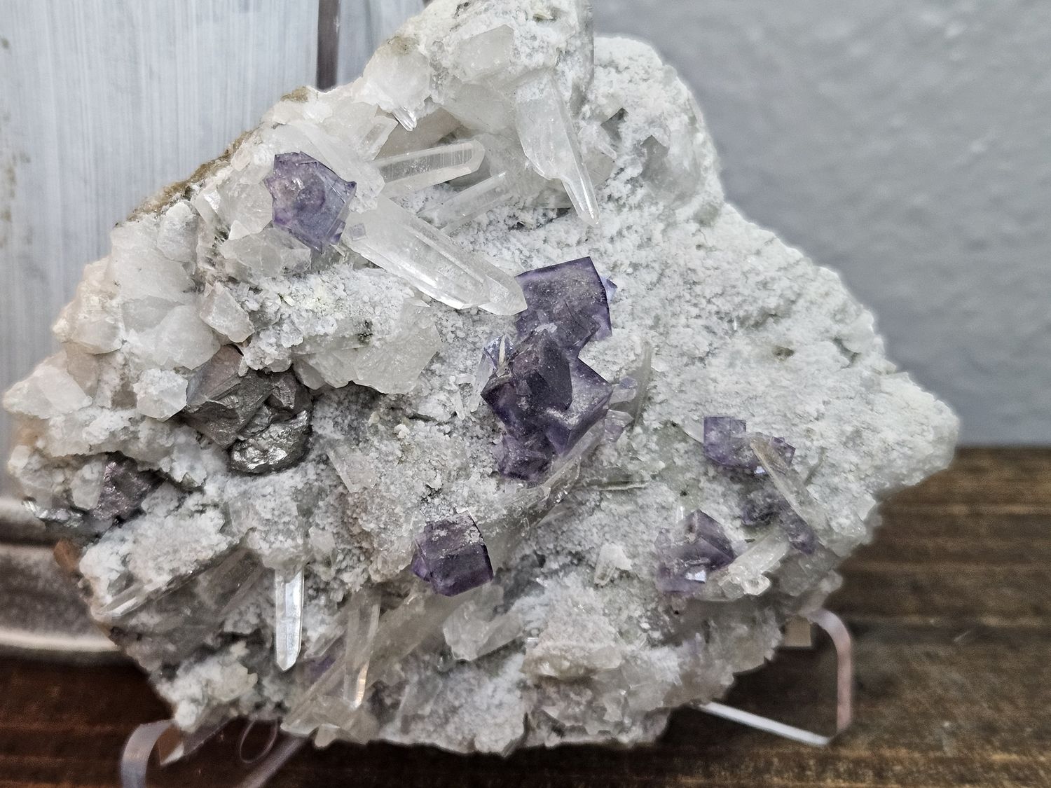 Purple Fluorite Crystals w/Quartz &amp; Arsenopyrite