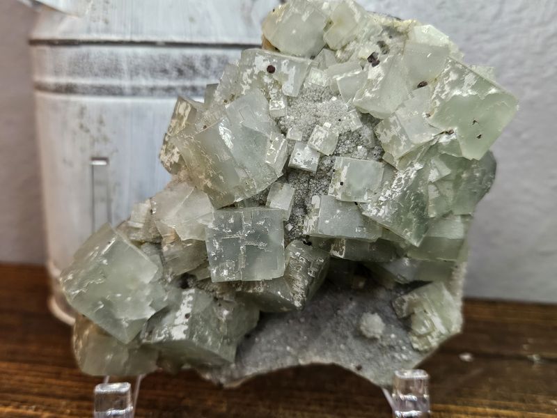 Cubic Green Fluorite w/Chalcedony