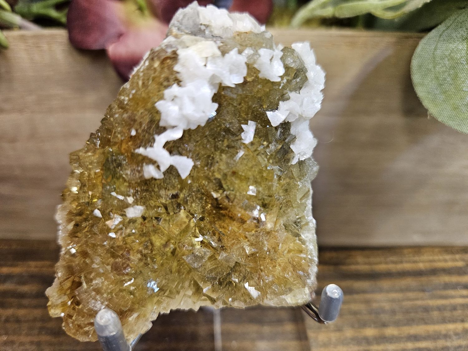 Yellow Fluorite w/Calcite.  Double sided!