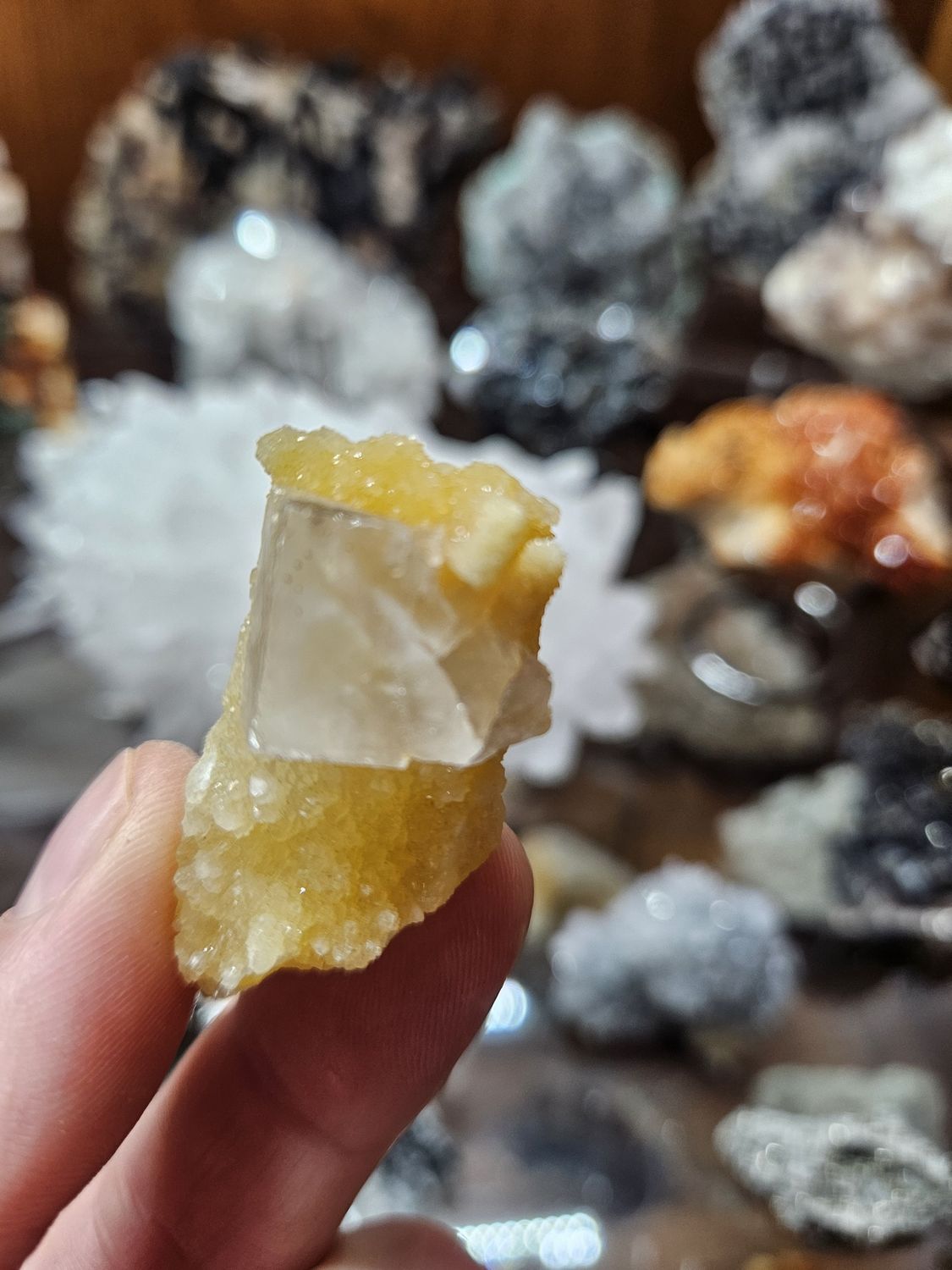 Clear Fluorite on Quartz
