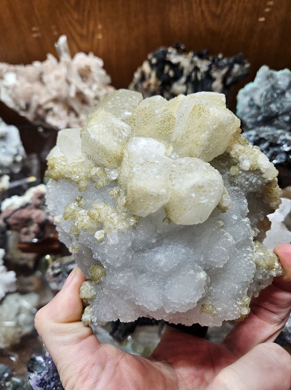 Calcite on Chalcedony