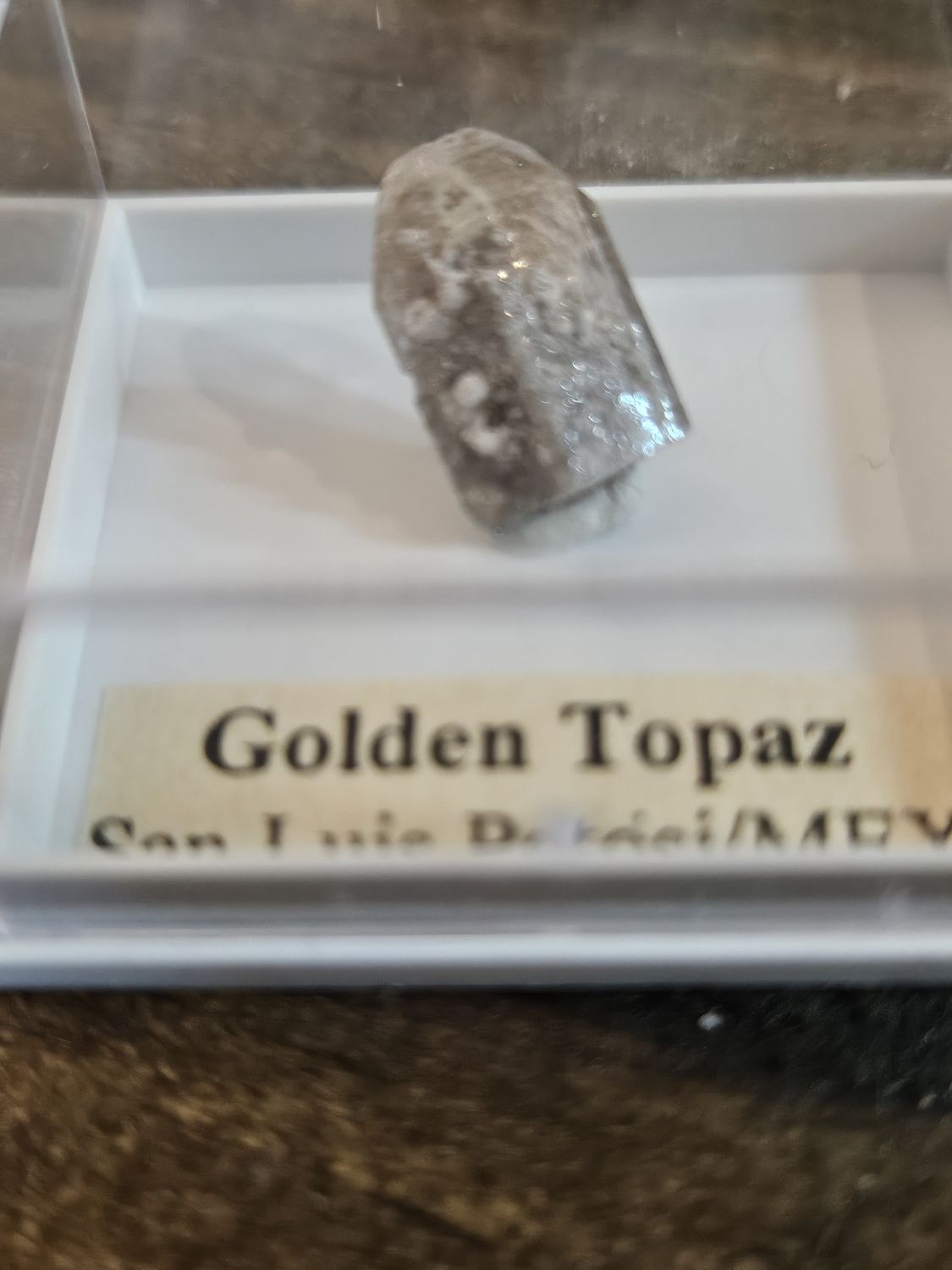 Golden Topaz w/display case.  From Mexico.