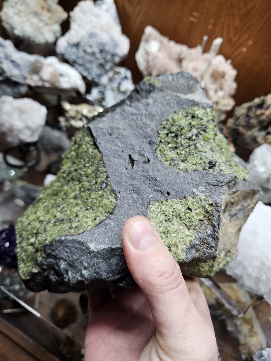 Peridot on matrix.  XL