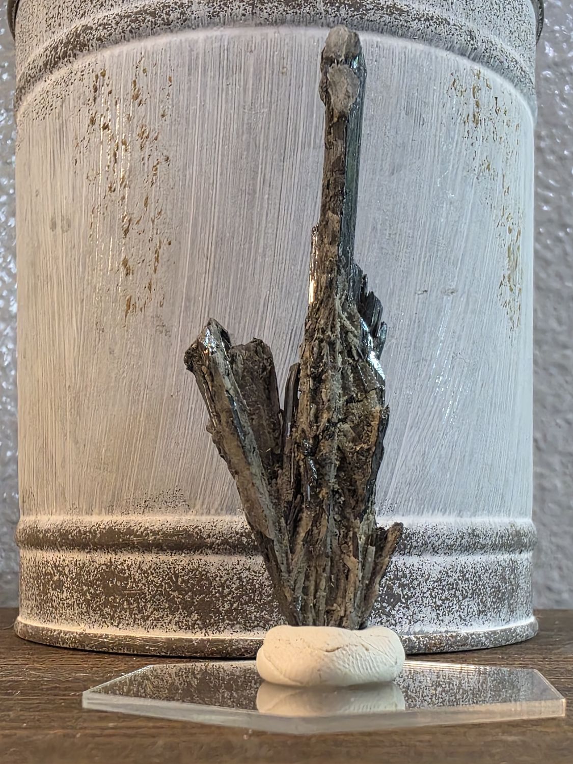 Iridescent Stibnite Crystal w/stand