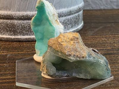 Assorted Smithsonite  and Hemimorphite on  acrylic display base!  2 pieces!