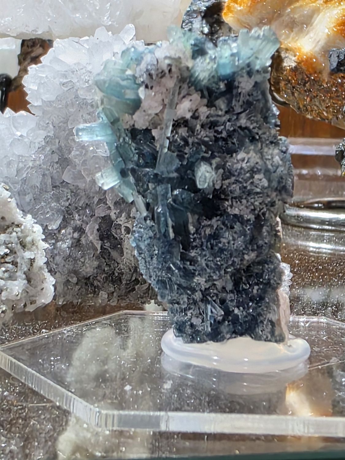 Blue Tourmaline on matrix