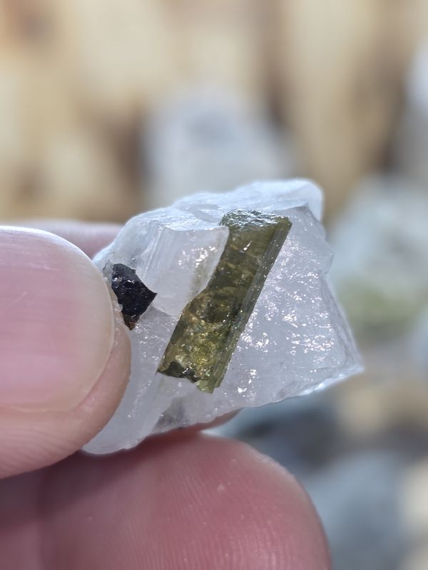 Green Tourmaline in Quartz