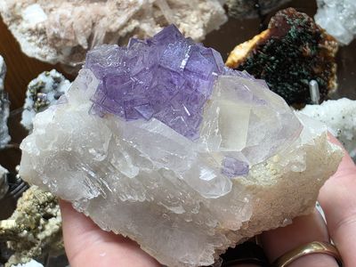 Purple Fluorite on Elestial Quartz.  Amazing piece!