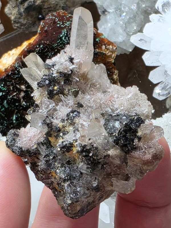 Chalcopyrite, Sphalerite on Red &amp; Pink Quartz!